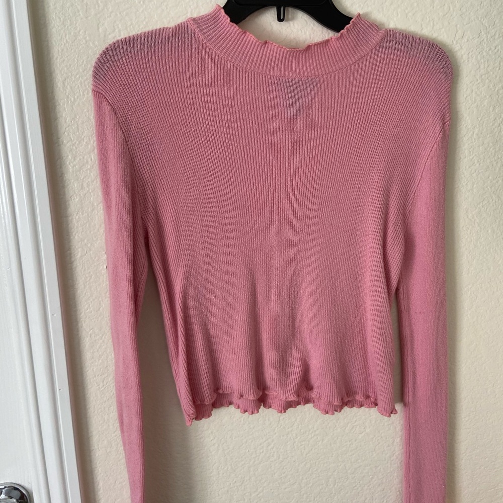 Forever 21 Ribbed lettuce pink top
